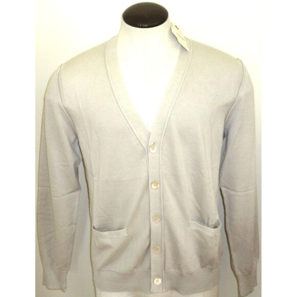 OOBE Brand Men's Ashworth Cotton Cardigan Italian Made Sweater Stone Beige NWT - Picture 1 of 8